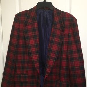 Wool Mark plaid ladies plaid blazer